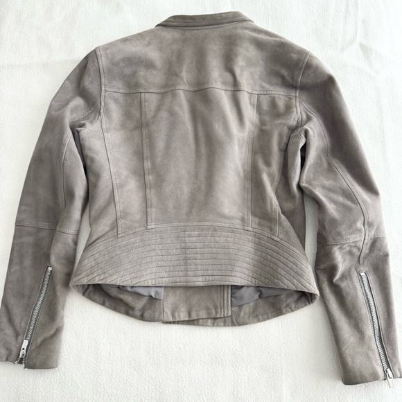 Club Monaco Collection Grey Suede Moto Jacket S - Picture 10 of 16